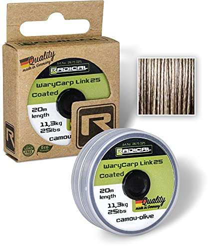 Radical WaryCarp Link Coated 25 20m 11,3kg,25lbs Camou-Olive, 25 lbs von Radical