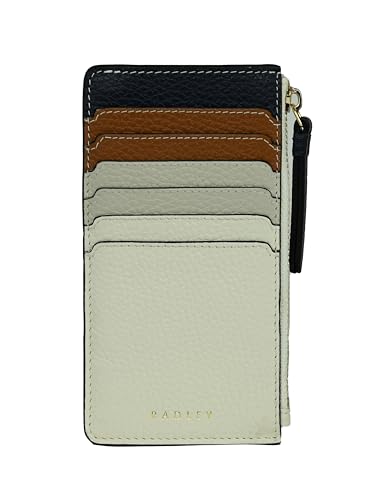 RADLEY London Damen Geldbörse Tavistock Stripe Medium Reißverschluss Geldbörse aus natürlichem hellbraunem und schwarzem genarbtem Leder mit 6 Kartenfächern, Hell / naturfarben, Einheitsgröße, von Radley