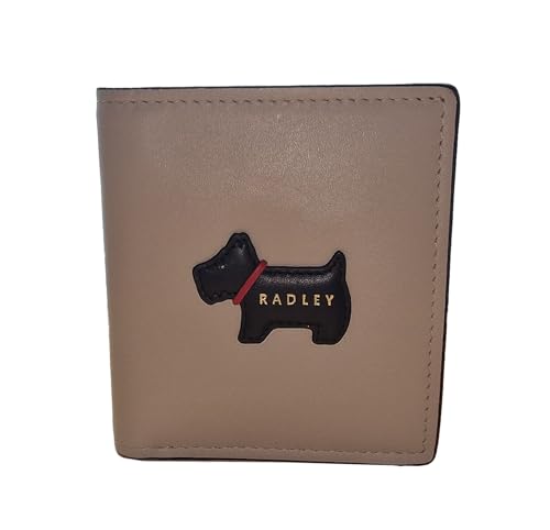 Radley London Heritage Radley Small Bifold Kartenhalter für Damen, aus schwarzem Leder mit Applikation Scottie Dog, Bimsstein von Radley