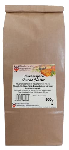 Räucherteufel Räuchermehl, Buchenspäne-Natur, 3-5mm, 500g von Räucherteufel