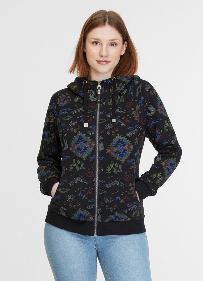 Ragwear Kapuzensweatjacke FLLAWIA mit Allover Azteken Muster von Ragwear