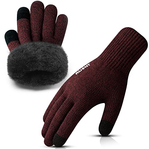 Rahhint Thermo Winterhandschuhe Herren Dicke Warm Touchscreen-Handschuhe Damen Wollehandschuhe Fleece Stretch Bequem Material Strickhandschuhe von Rahhint