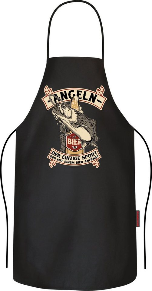 RAHMENLOS® Grillschürze Kochschürze Küchenschürze für Angler: der einzige Sport mit Bier von RAHMENLOS®