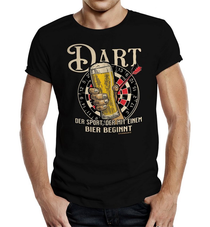 RAHMENLOS® T-Shirt für Männer und Dart-Spieler: Der einzige Sport der mit Bier beginnt von RAHMENLOS®