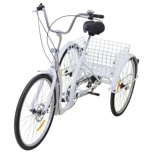 RainWeel 26 Zoll Dreirad für Erwachsene 3 Räder Fahrrad 6 Gang Tricycle for Adult Einstellbare Fahrzeughöhe: 100-110cm Last: 120kg Weiß RainWeel 26 Zoll Dreirad für Erwachsene 3 Räder Fahrrad 6 Gang Tricycle for Adult Einstellbare Fahrzeughöhe: 100-110cm Last: 120kg Weiß von RainWeel