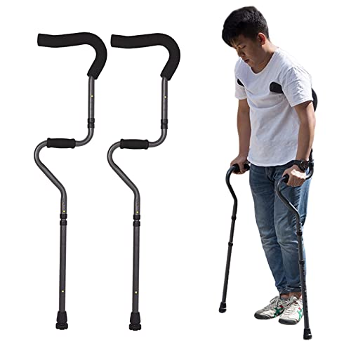RajoNN Klappbare Unterarmkrücken, leichte medizinische Krücken in S-Form, rutschfeste Doppelkrücken für Behinderte, für ältere Menschen, Behinderte und Körperbehinderte von RajoNN