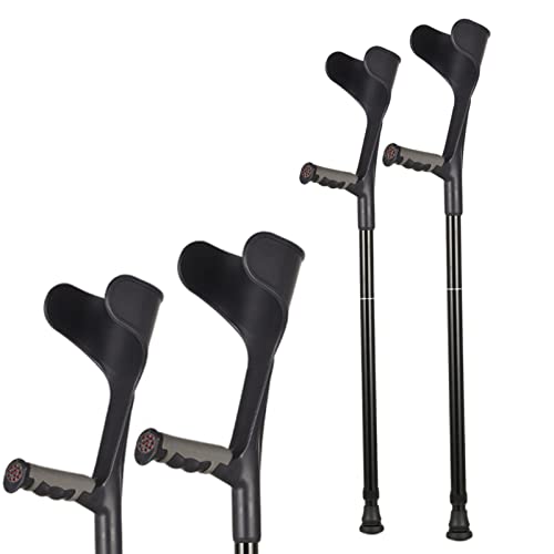 RajoNN Unterarmkrücken, verstellbare Krücken für Erwachsene, leichte, Faltbare, ergonomische Armkrücken (schwarz) von RajoNN
