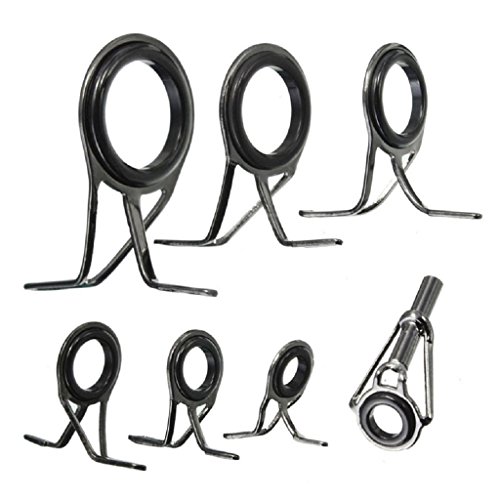 Ranuw 7Pcs Mixed Size Fishing Top Rings Rod Repair Kit Line Guides Eyes Sets Fly Fishing Rod And Reel Combo von Ranuw