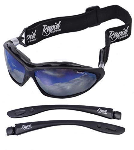 Rapid Eyewear Moritz SELBSTTÖNENDE SPORTS SONNENBRILLE & SKIBRILLE mit Wechselbaren Seitenarmen und band. Für Damen & Herren. Ideal Radbrille, Snowboardbrille, Gletscherbrille, Winter Schneebrille von Rapid Eyewear