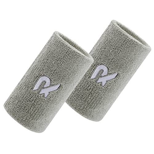 Raquex Baumwoll Armbänder - Weiches, dehnbares Baumwollmaterial. 8 cm oder 13 cm breit. Sport-Schweißbänder für Männer und Frauen 7 Farben zur Auswahl (Grau, 13cm) von Raquex