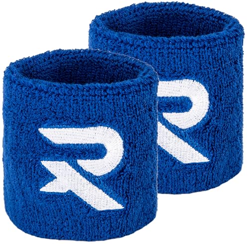 Raquex Baumwoll Schweißbänder (2er) - Weiches, dehnbares Baumwollmaterial, eng anliegend. Unisex-Schweißbänder (Blau) von Raquex