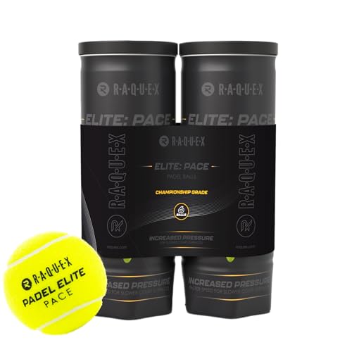 Raquex Elite Padelbälle – Dose mit 6 Bällen – Zwei Geschwindigkeitsoptionen – Elite Padelbälle, Standardgeschwindigkeit. Elite: Pace Padel Pro Bälle für schnelleres Spiel Raquex Elite Padelbälle – Dose mit 6 Bällen – Zwei Geschwindigkeitsoptionen – Elite Padelbälle, Standardgeschwindigkeit. Elite: Pace Padel Pro Bälle für schnelleres Spiel von Raquex