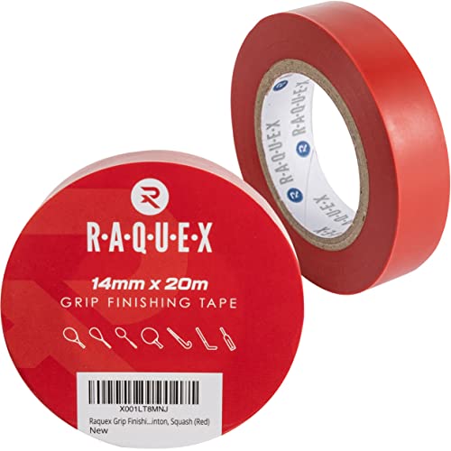 Raquex Griffband-Abschlussband für Schläger, für Tennis, Badminton, Squash, Hockey und Sport, 14 mm x 20 m, Rot von Raquex