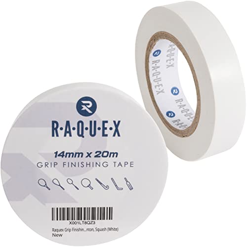 Raquex Griffband-Abschlussband für Schläger, für Tennis, Badminton, Squash, Hockey und Sport, 14 mm x 20 m, Weiß von Raquex