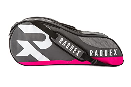 Raquex Schlägertasche für Tennis-, Badminton- und Squashschläger. Tennistasche für bis zu 6 Schläger + Zubehör + Schuhe von Raquex