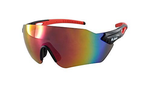 Ravs Radbrille Fahrradbrille Triathlonbrille Gravelbike Brille, Rennradbrille polarisiert Klarglas (Oversize-Shield multi layer red vision) von Ravs