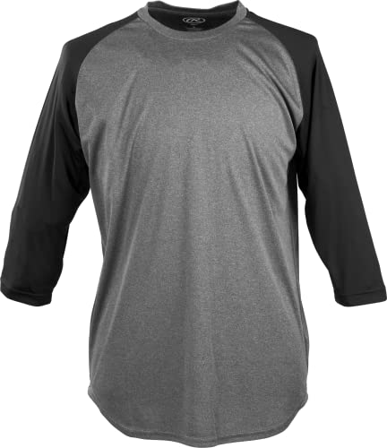 Rawlings Herren 3/4-Arm Shirt Hemd, Graphit/Schwarz, Large von Rawlings