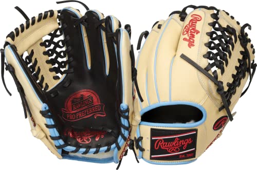 Rawlings Herren Glove | Sizes 11.5"-12.75" | Multiple Styles Pro Preferred Baseball-Handschuh, 29,2 cm, Mod Web, Rechte Hand Überwurf, Modified Trap-eze – Camel/Schwarz, Infield/Pitcher von Rawlings