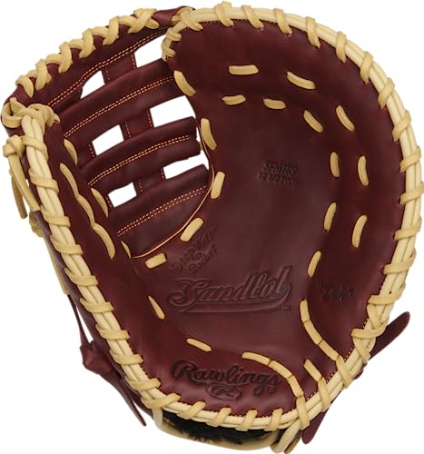 Rawlings Sandlot Series Leather Modified Pro H Web Baseballhandschuh, 31,8 cm, Linkshänder, 31,8 cm – H Web – Burgunderrot von Rawlings