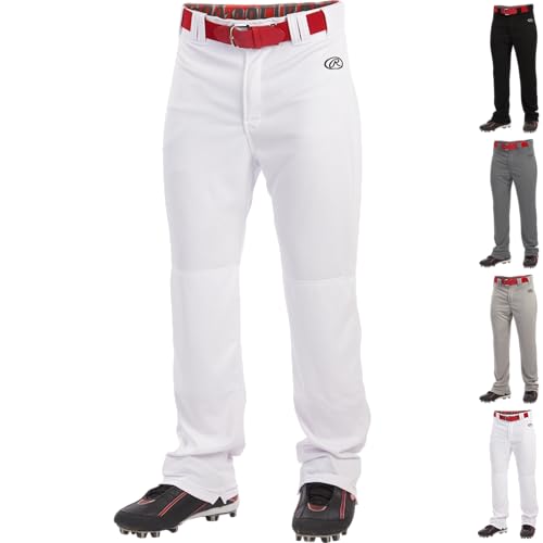 Rawlings Launch Series Baseball Pants | Full Length & Jogger Fit Options | Solid Colors | Adult Sizes White von Rawlings