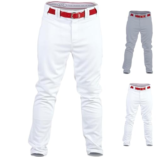 Rawlings Youth Premium Baseball-/Softball-Hose, halb-entspannte Passform, paspelierte Hose Größe L weiß von Rawlings