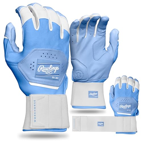 Rawlings Youth Workhorse Baseball-Schlaghandschuhe mit Kompressionsriemen, Columbia-Blau, XLRG von Rawlings