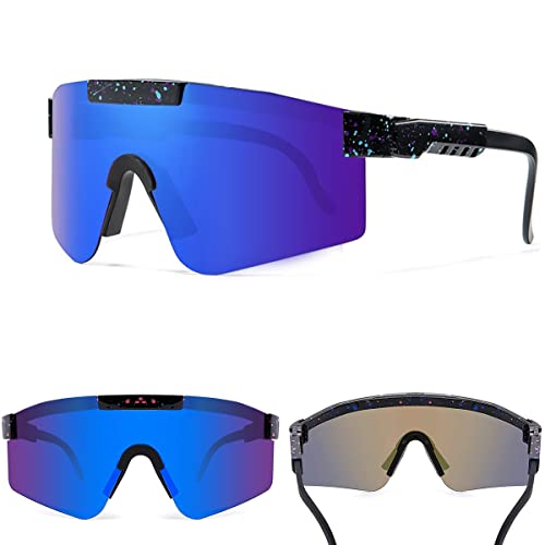 Rawrr Fahrradbrille Polarisierte Sportsbrille,HD Bunte Sonnenbrille mit TR90 UV400-Schutz Winddicht Radsportbrille für Herren Damen Radfahren Fahren Motorrad Golf,Dunkelblau von Rawrr
