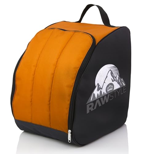 Rawstyle Skischuhtasche Skistiefeltasche Rucksack Helm für Hart-Soft-Boots Inliner Bootbag Tasche Modell 2 (schwarz-orange) von Rawstyle