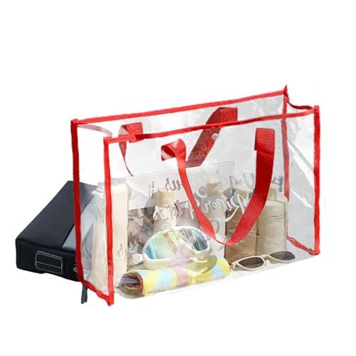 Durchsichtige Einkaufstasche – Durchsichtige Tasche | Transparente Strandtasche, Große Transparente PVC-Tragetasche Für Outdoor, Pool, Langer Schultergurt, Stoffbesatz, Transparente Wasserdichte Tasch von Raxove