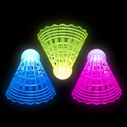 Raxove LED-Badminton-Federbälle – LED-Beleuchtung Badminton-Federbälle | Buntes Badminton 3X Nylon mit hoher Elastizität für Gartenspiele, Outdoor-Indoor-Sportspielzeug von Raxove