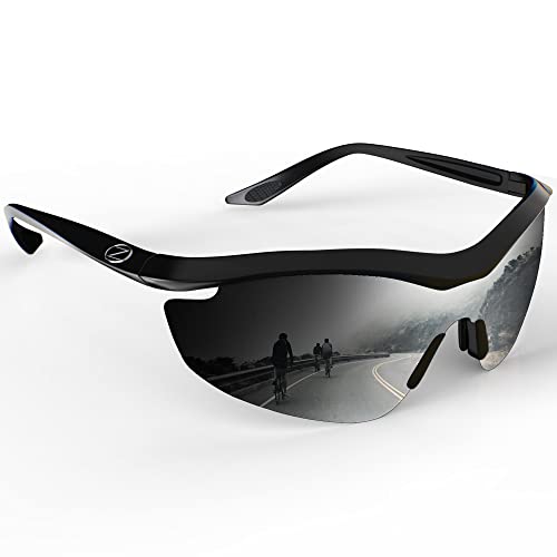 RayZor Professionelle Leichte UV400 Schwarz Sports Wrap Radfahren Sonnenbrille, Mit einem Smoked Mirrored Blend Lens. von RayZor
