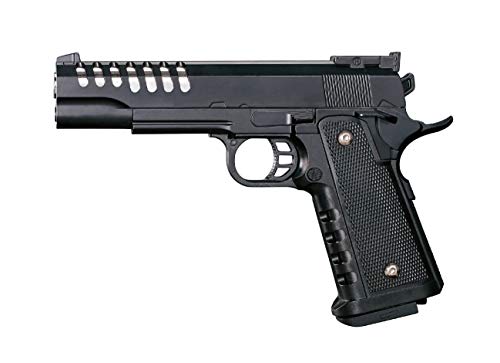 Rayline Softair RV303 Schwarz Metall Softair Pistole (Federdruck) Gewicht 350 g, 6mm Kaliber, Farbe: Schwarz, (unter 0,5 Joule - ab 14 Jahre), Länge: 220 mm von Rayline