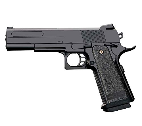 Softair Pistole Metall/ABS Rayline RV306 (Manuell Federdruck), Nachbau im Maßstab 1:1, Länge: 23cm, Gewicht: 400g, Kaliber: 6mm, Farbe: Schwarz - (unter 0,5 Joule - ab 14 Jahre) von Rayline