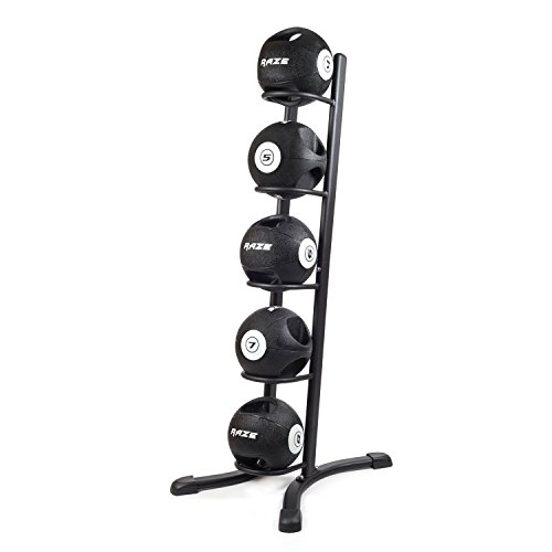 Raze Medicine Storage Rack Medizinballständer mit 5 Bällen, Schwarz, Height 60'' Inch von Raze