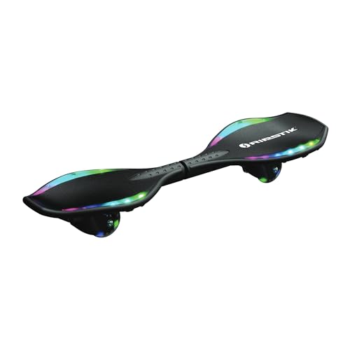 Razor Ripster Lightshow Waveboard - Rollbrett für Kinder ab 8 Jahren mit 360° Lenkung, bewegungsaktiviertem Lichtdeck, 5 Lichtmodi, Anti-Rutsch, kompaktes & leichtes 2-Rad-Board - Schwarz von Razor