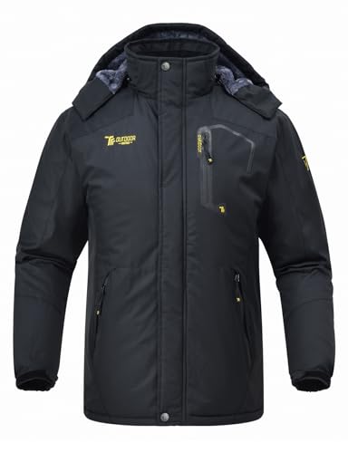 Rdruko Herren Outdoor Skijacke Schneejacke Wasserdicht Fleece Berg Kapuze Regenmantel, Herren, schwarz, Large Rdruko Herren Outdoor Skijacke Schneejacke Wasserdicht Fleece Berg Kapuze Regenmantel, Herren, schwarz, Large von Rdruko