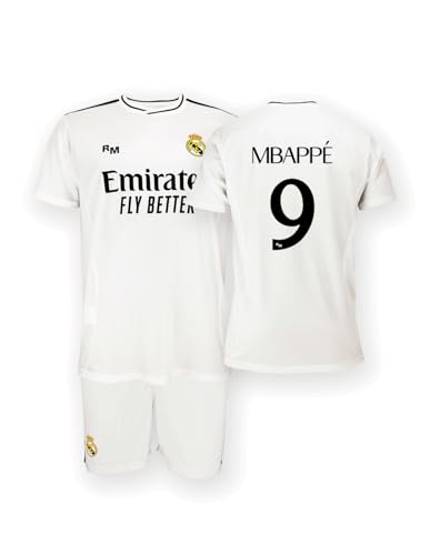 Real Madrid Home Kit Trikot und Shorts Saison 24/25, Mbappé, 8 Years, Replik Shirt Mit Offizieller Lizenz von Real Madrid