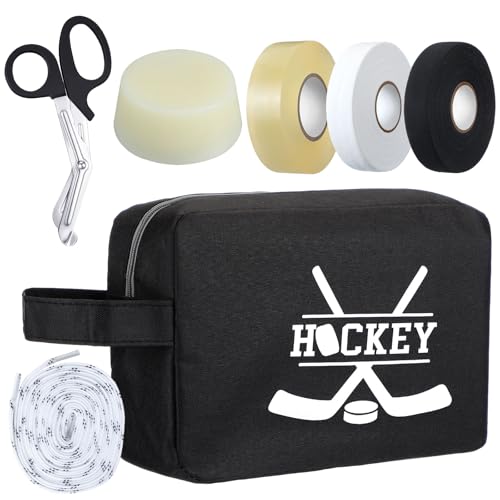 Realspring Hockey Tape Loaded Accessory Bag with Hockey Accessories, Hockey Tape Bag with 3 Rolls of Hockey Tapes, Tape Scissor, Hockey Stick Wax, Hockey Skate Laces Hockey Essentials Gifts von Realspring