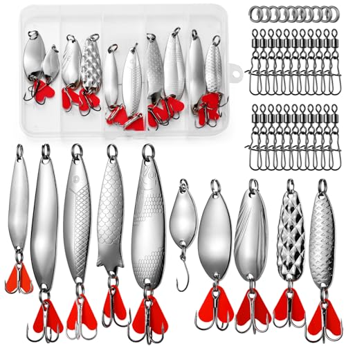 Realure 10 Stück Blinker Angelköder Set mit Angelwirbel Karabiner, Forellen Blinker Angeln Silber Gold Metall 5g 8g, für Salzwasser & Süßwasser, Barsch, Hecht Köder, Blinker Set Angeln Realure 10 Stück Blinker Angelköder Set mit Angelwirbel Karabiner, Forellen Blinker Angeln Silber Gold Metall 5g 8g, für Salzwasser & Süßwasser, Barsch, Hecht Köder, Blinker Set Angeln von Realure