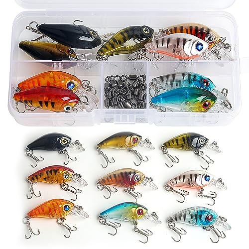 Realure 9 Stück Mini Elritze Angelköder Set mit Rollende Angelwirbel,4.5cm 3.5g Wobbler Forelle Kurbel Köder mit Dreifachhaken,Lachs Köder,Döbel Köder,für Salzwasser,Süßwasser,Forelle,Barsch Realure 9 Stück Mini Elritze Angelköder Set mit Rollende Angelwirbel,4.5cm 3.5g Wobbler Forelle Kurbel Köder mit Dreifachhaken,Lachs Köder,Döbel Köder,für Salzwasser,Süßwasser,Forelle,Barsch von Realure