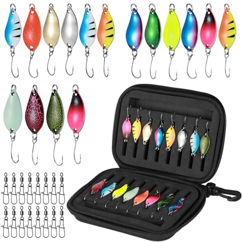 Realure Forellenköder, 16 Stück Forellen Spoon Set 2.5g/3.5g/5g Forellen Köder Kunstköder mit Wirbel Angeln, Spoons Forelle Spinner Blinker mit Aufbewahrungsbox, Angelzubehör, für Forelle Hecht Barsch Realure Forellenköder, 16 Stück Forellen Spoon Set 2.5g/3.5g/5g Forellen Köder Kunstköder mit Wirbel Angeln, Spoons Forelle Spinner Blinker mit Aufbewahrungsbox, Angelzubehör, für Forelle Hecht Barsch von Realure