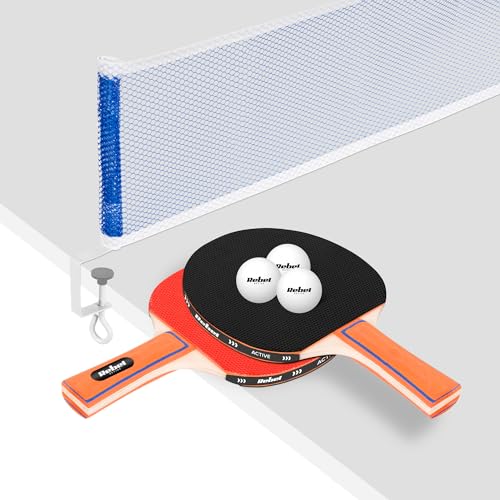 Rebel Tischtennisschläger-Set mit Netz 2 Schläger 3 Bälle RBA-4001 Rebel Tischtennisschläger-Set mit Netz 2 Schläger 3 Bälle RBA-4001 von Rebel