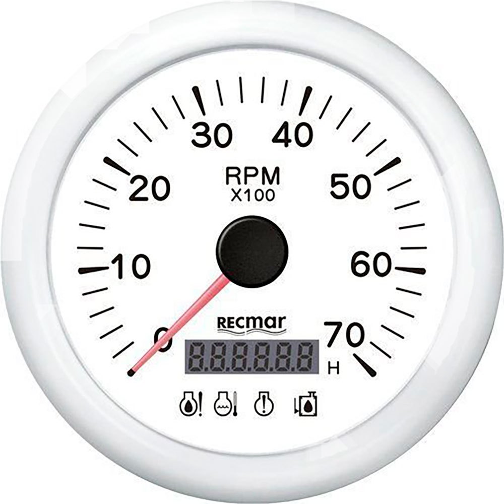 Recmar 0-7000 Rpm Tachometer With 4 Led Alarm Weiß 100 mm Recmar 0-7000 Rpm Tachometer With 4 Led Alarm Weiß 100 mm von Recmar