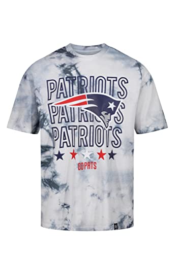 Recovered New England Patriots NFL Tie-Dye Relaxed Oversized Navy White T-Shirt - M von Recovered