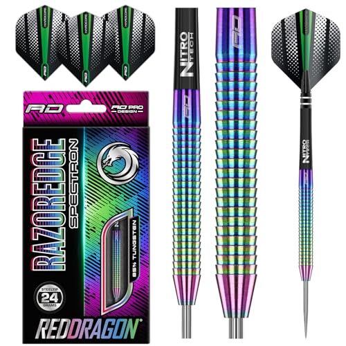 RED DRAGON Razor Edge Spectron 24 Gramm Dartpfeile Tungsten Profi Steel Darts mit Flights und Schäfte von RED DRAGON