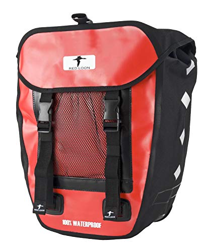 Red Loon 1 x robuste Fahrradtasche aus LKW-Plane – wasserdichte Packtasche für Gepäckträger in Rot von Red Loon