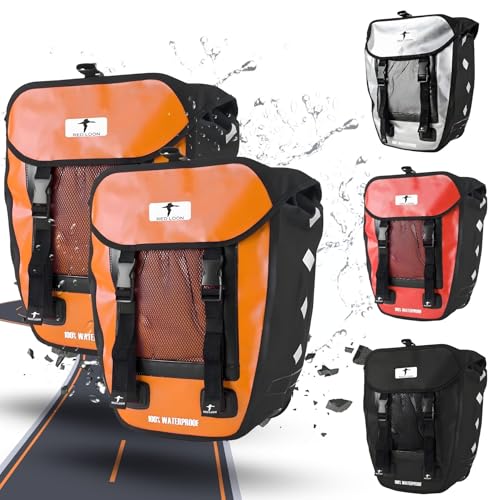 Red Loon 2 x Pro robuste Fahrradtasche aus LKW-Plane – wasserdichte Doppelpacktasche für Gepäckträger in orange von Red Loon