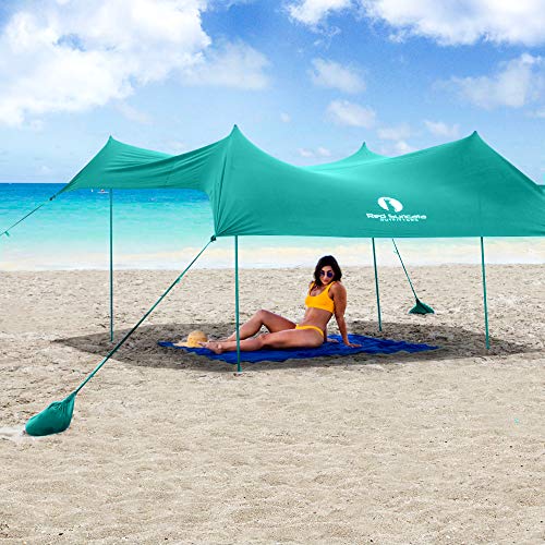 Red Suricata Familie Strand Sonnenschirm - Sonne Schatten Vordach | UPF50 UV-Schutz | Zelt mit 4 Aluminiumstangen, 4 Stangenanker, 4 Sandsack-Anker | große & tragbare Unterstand Tarp Red Suricata Familie Strand Sonnenschirm - Sonne Schatten Vordach | UPF50 UV-Schutz | Zelt mit 4 Aluminiumstangen, 4 Stangenanker, 4 Sandsack-Anker | große & tragbare Unterstand Tarp von Red Suricata