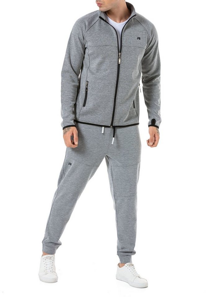 RedBridge Jogginganzug Red Bridge Herren Jogginganzug Pullover und Hose Set Grau S (Spar-Set, 2-tlg), Zipper Jacke, gesticktes Brandlogo von RedBridge