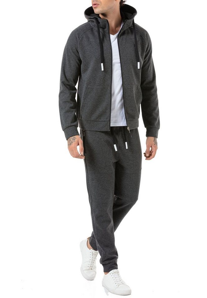 RedBridge Jogginganzug Red Bridge Herren Jogginganzug Sweat Jacke und Hose Set Anthrazit M (Spar-Set, 2-tlg), Komfortabel von RedBridge